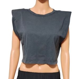 Zara Charcoal Ribbed Knit Top